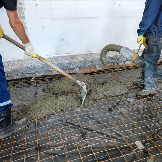 Men installing a foundation. 
